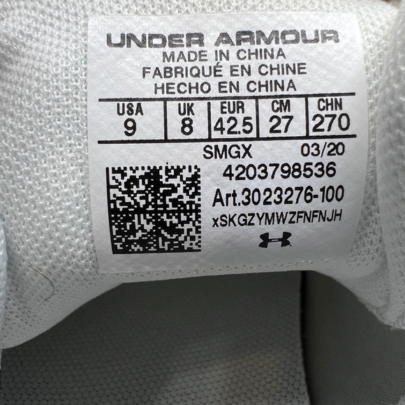 🌹 Under Armour Mens Charged Gemini 3023276-100 White Running Shoes Sneakers 9 - Picture 12 of 14